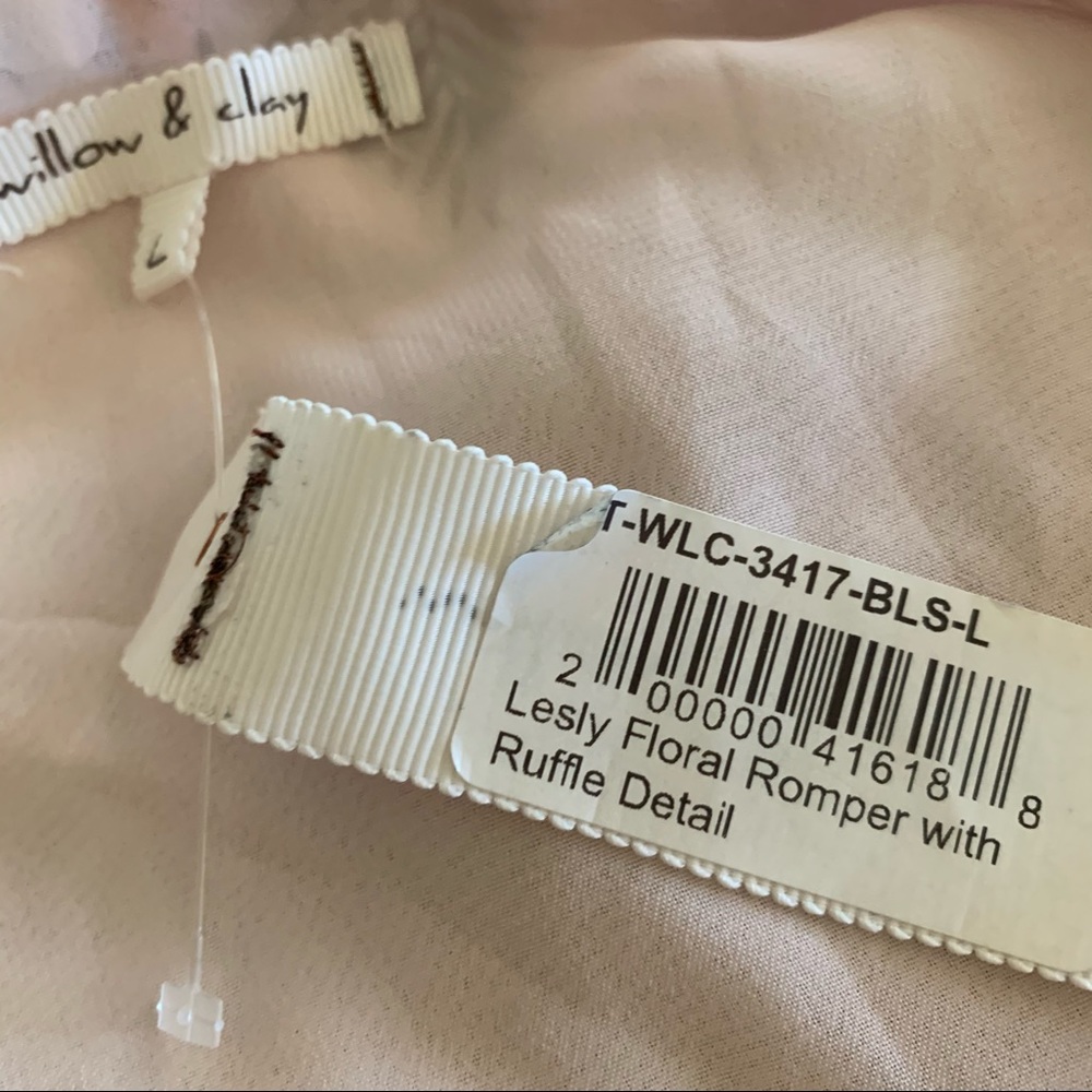 Willow and Clay Pink Floral Long Sleeve V Neck Romper - Picture 7 of 8